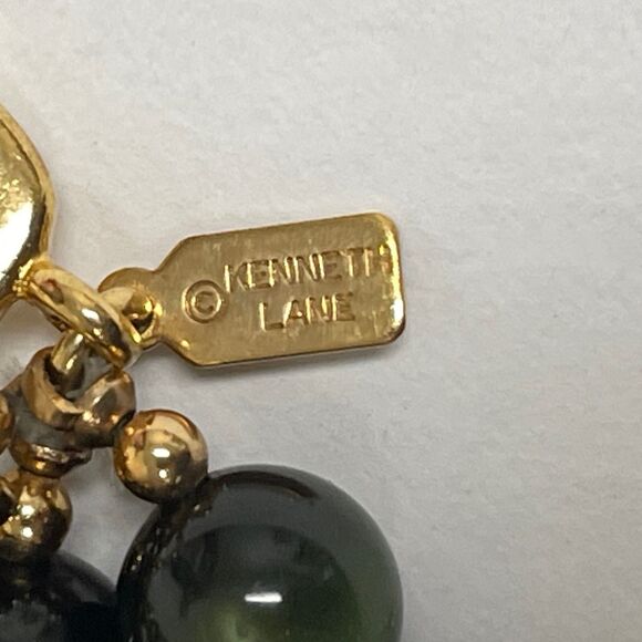 Kenneth Lane Green Gold Tone Beaded Multi-strands 5 Strands Women's Necklace - Picture 5 of 5